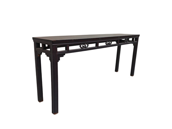 Early 19th Century Chinese Elm Console Table with Openwork Apron - Dyag East