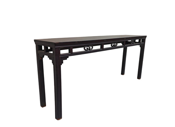 Early 19th Century Chinese Elm Console Table with Openwork Apron - Dyag East