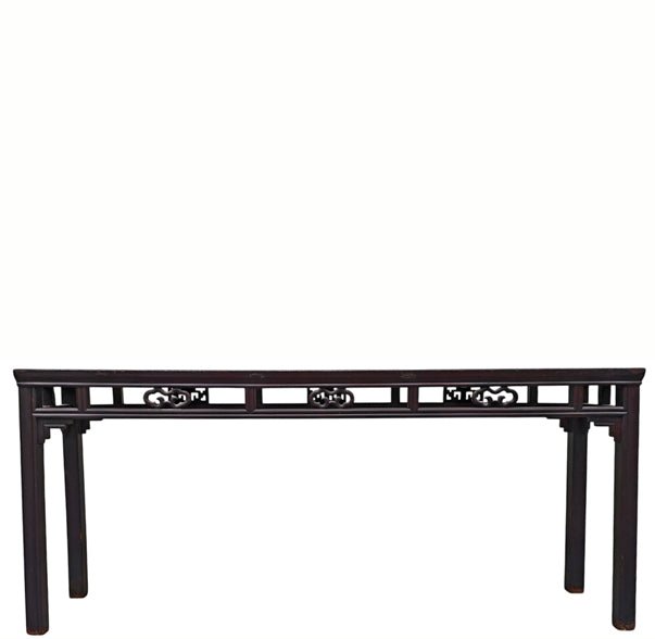 Early 19th Century Chinese Elm Console Table with Openwork Apron - Dyag East