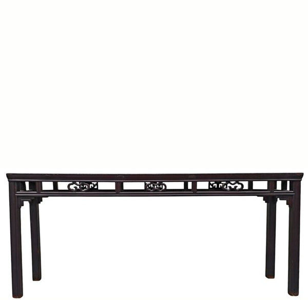 Early 19th Century Chinese Elm Console Table with Openwork Apron - Dyag East