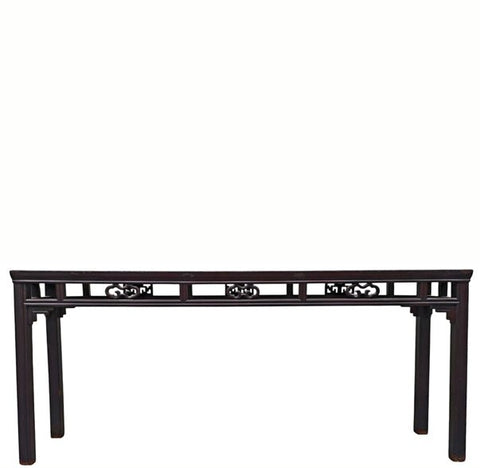 Early 19th Century Chinese Elm Console Table with Openwork Apron - Dyag East