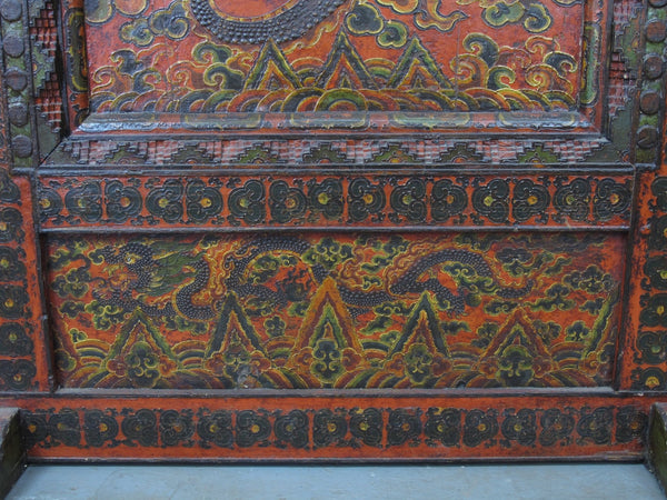 Embossed Flying Dragons Tibetan Wall Art or Room Divider or Head Board - Dyag East