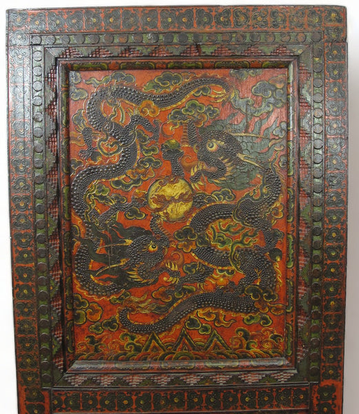 Embossed Flying Dragons Tibetan Wall Art or Room Divider or Head Board - Dyag East