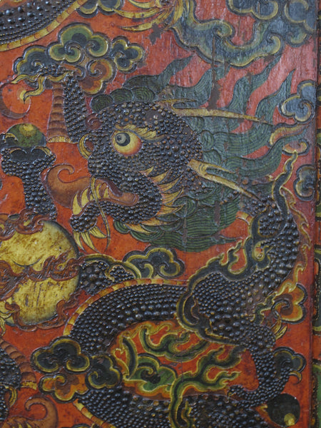Embossed Flying Dragons Tibetan Wall Art or Room Divider or Head Board - Dyag East