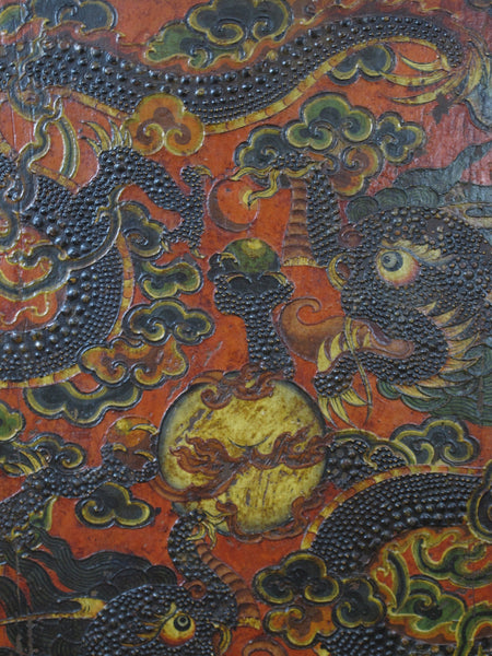 Embossed Flying Dragons Tibetan Wall Art or Room Divider or Head Board - Dyag East