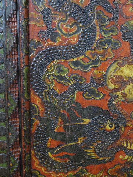 Embossed Flying Dragons Tibetan Wall Art or Room Divider or Head Board - Dyag East