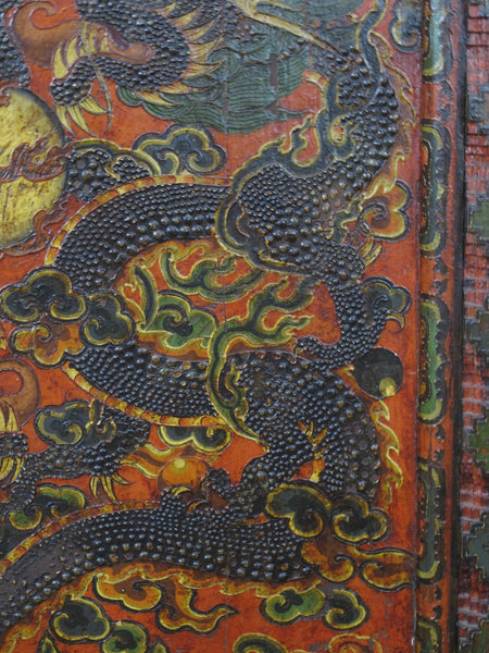 Embossed Flying Dragons Tibetan Wall Art or Room Divider or Head Board - Dyag East