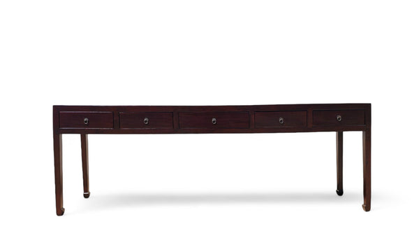 Five Drawers Ming Console Table, 93.7" Inch Long - Dyag East