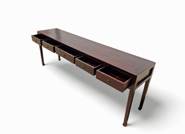 Five Drawers Ming Console Table, 93.7" Inch Long - Dyag East