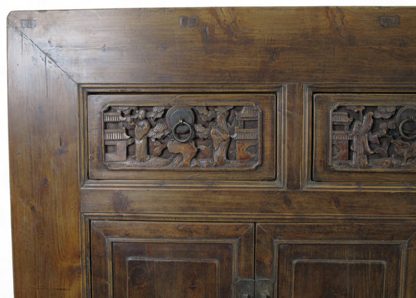 Hand Carved 5 Drawers Antique Chinese Buffet Sideboard - Dyag East