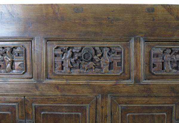 Hand Carved 5 Drawers Antique Chinese Buffet Sideboard - Dyag East
