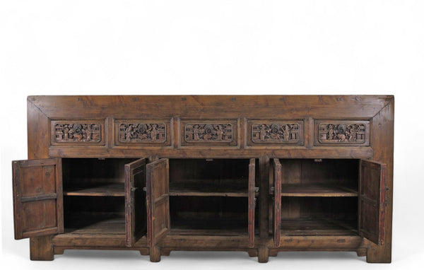 Hand Carved 5 Drawers Antique Chinese Buffet Sideboard - Dyag East
