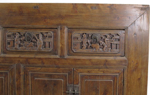 Hand Carved 5 Drawers Antique Chinese Buffet Sideboard - Dyag East
