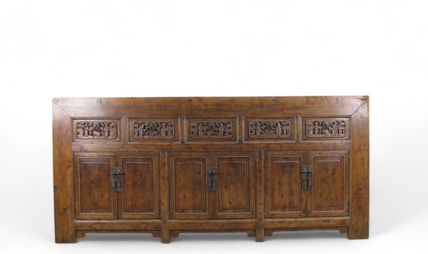 Hand Carved 5 Drawers Antique Chinese Buffet Sideboard - Dyag East