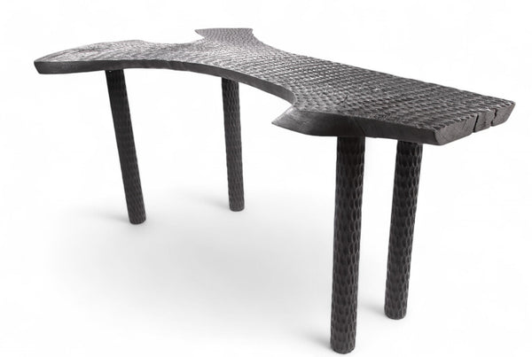 Hand Chiseled Black One Slab Bar or Console Table - Dyag East