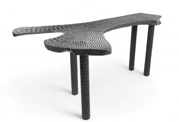 Hand Chiseled Black One Slab Bar or Console Table - Dyag East