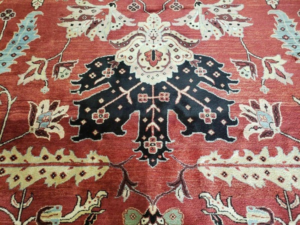Hand Made 10' X 14' Vintage Hand Made Turkish Wool Rug Carpet Red Black Hand Knotted Nice - Dyag East