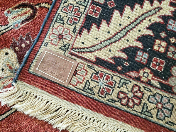 Hand Made 10' X 14' Vintage Hand Made Turkish Wool Rug Carpet Red Black Hand Knotted Nice - Dyag East