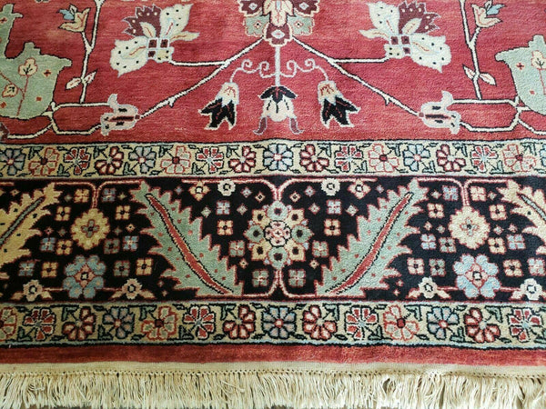 Hand Made 10' X 14' Vintage Hand Made Turkish Wool Rug Carpet Red Black Hand Knotted Nice - Dyag East