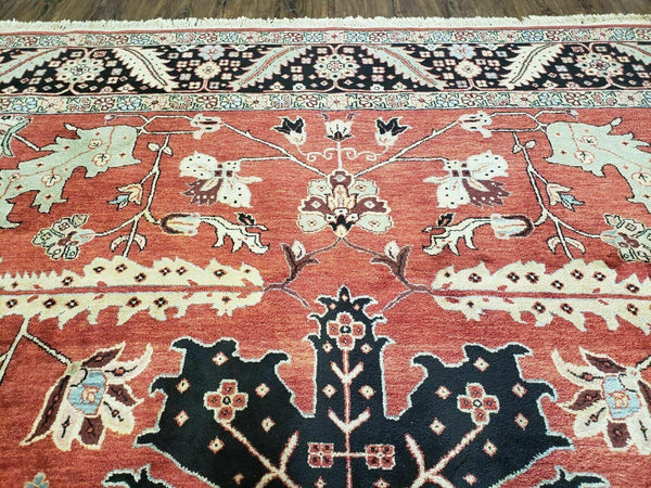 Hand Made 10' X 14' Vintage Hand Made Turkish Wool Rug Carpet Red Black Hand Knotted Nice - Dyag East