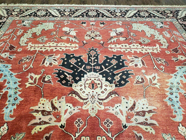 Hand Made 10' X 14' Vintage Hand Made Turkish Wool Rug Carpet Red Black Hand Knotted Nice - Dyag East