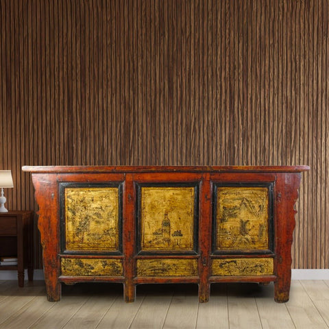 Hand Painted Antique Gansu Bedding Cabinet - Dyag East