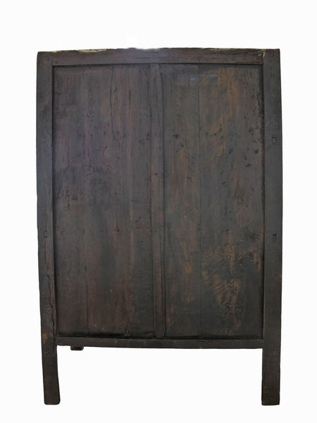 Hand Painted Flower 2 Panel Doors Antique Chinese Cabinet - Dyag East