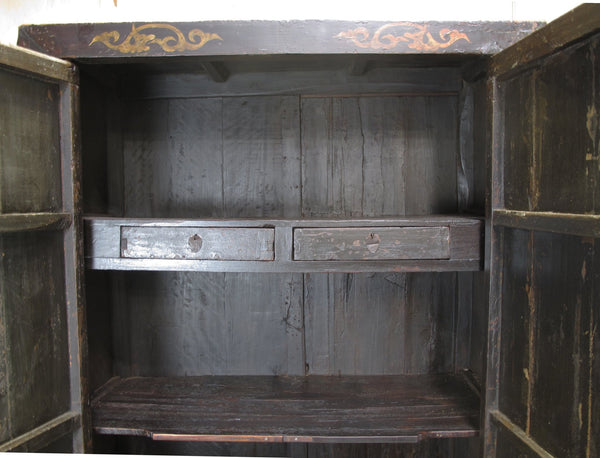 Hand Painted Flower 2 Panel Doors Antique Chinese Cabinet - Dyag East
