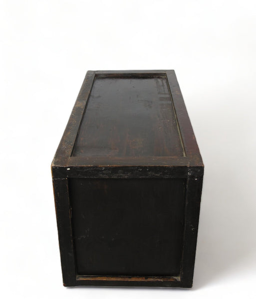 Hand Painted Red Vintage Chinese Chinoiserie - Style Cabinet - Dyag East