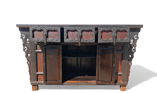 Late 18th Century Antique Red Asian Sideboard - Dyag East