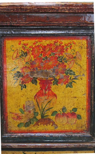 Late 19th Century Hand-Painted Botanical Mural Buffet - Dyag East