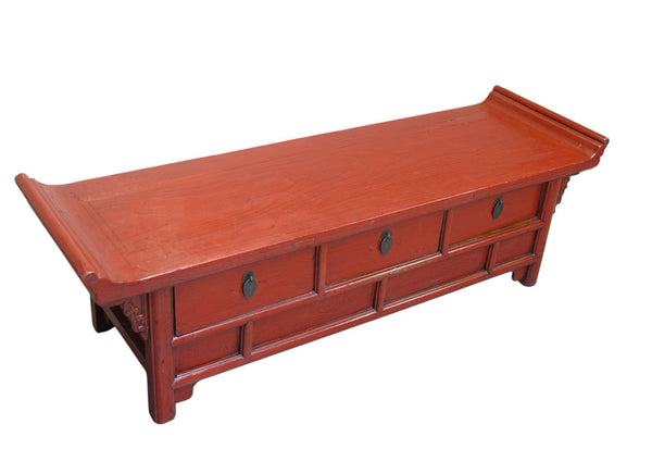 Low 17" Inch High Red Altar-Style Console or Sofa Back Table - Dyag East