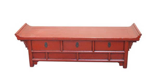 Low 17" Inch High Red Altar-Style Console or Sofa Back Table - Dyag East