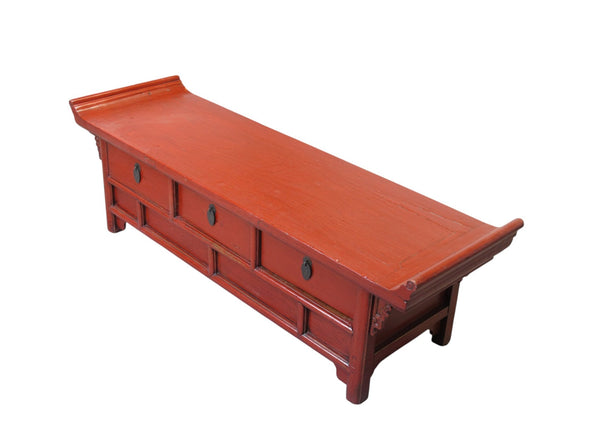 Low 17" Inch High Red Altar-Style Console or Sofa Back Table - Dyag East