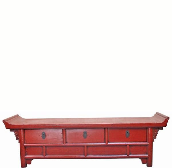 Low 17" Inch High Red Altar-Style Console or Sofa Back Table - Dyag East