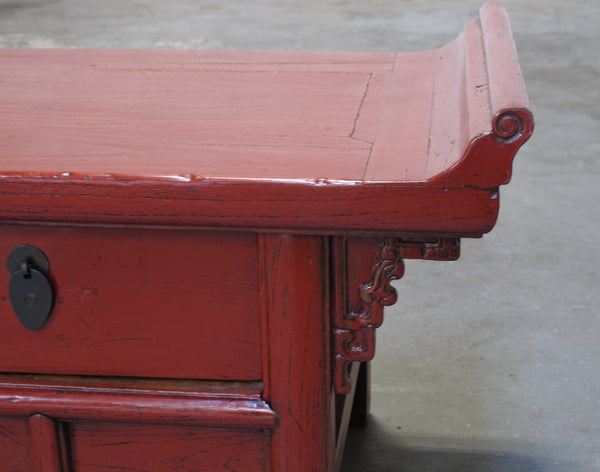 Low 17" Inch High Red Altar-Style Console or Sofa Back Table - Dyag East