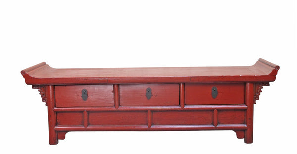 Low 17" Inch High Red Altar-Style Console or Sofa Back Table - Dyag East