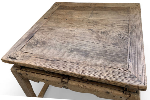 Mid 18th Century Antique Chinese Square Dining Table with 1 Drawer - Dyag East