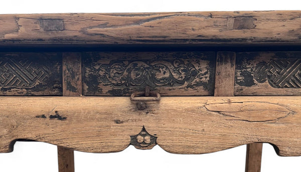 Mid 18th Century Antique Chinese Square Dining Table with 1 Drawer - Dyag East