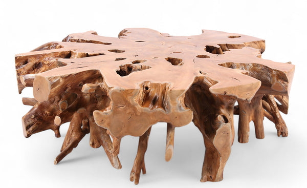 Natural Teak Root Color Round Coffee Table - Dyag East