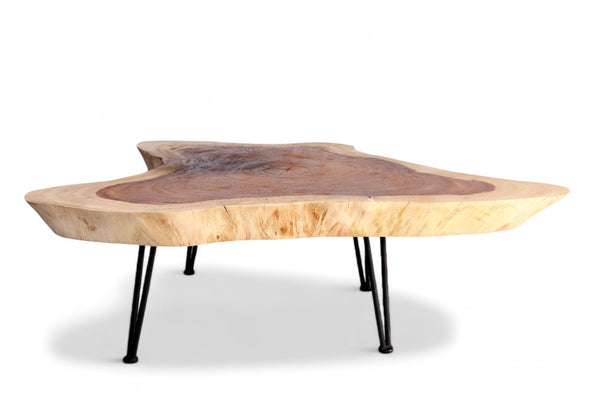 One Slab Living Edge Coffee Table With Black Iron Legs 47 - Dyag East