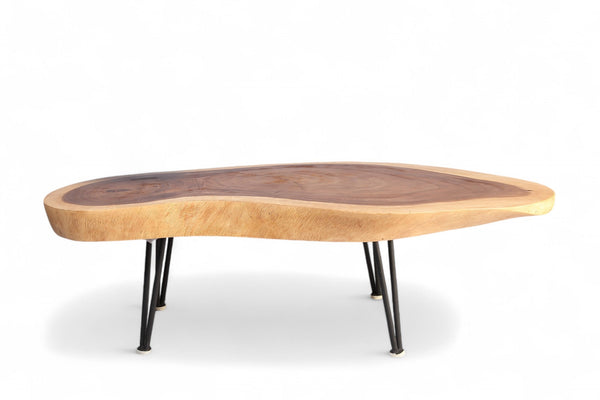 One Slab Living Edge Coffee Table With Black Iron Legs 51 - Dyag East