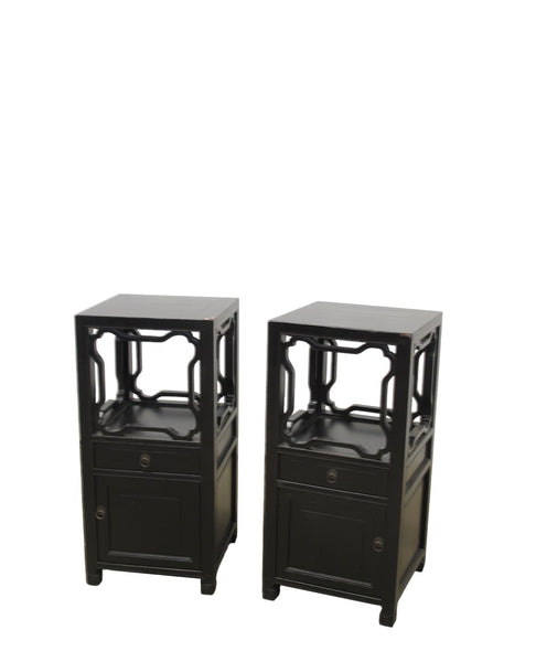 Pair Antique Chinese Accent Table or Night Nightstand - Dyag East