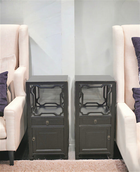 Pair Antique Chinese Accent Table or Night Nightstand - Dyag East