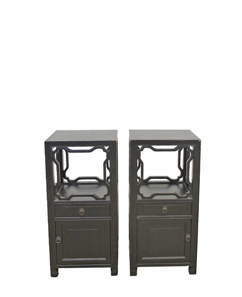Pair Antique Chinese Accent Table or Night Nightstand - Dyag East