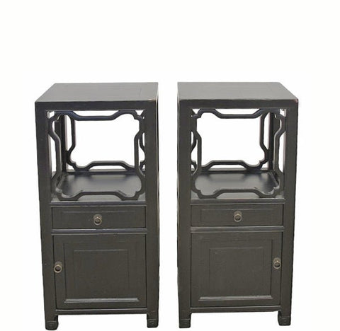 Pair Antique Chinese Accent Table or Night Nightstand - Dyag East