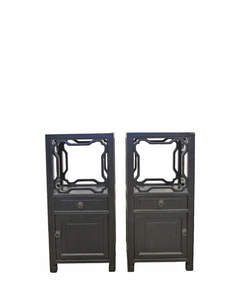 Pair Antique Chinese Accent Table or Night Nightstand - Dyag East