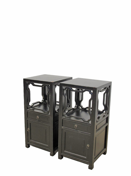 Pair Antique Chinese Accent Table or Night Nightstand - Dyag East