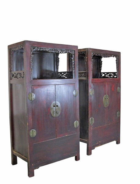 Pair Antique Open-Shelf Display Cabinet - Dyag East