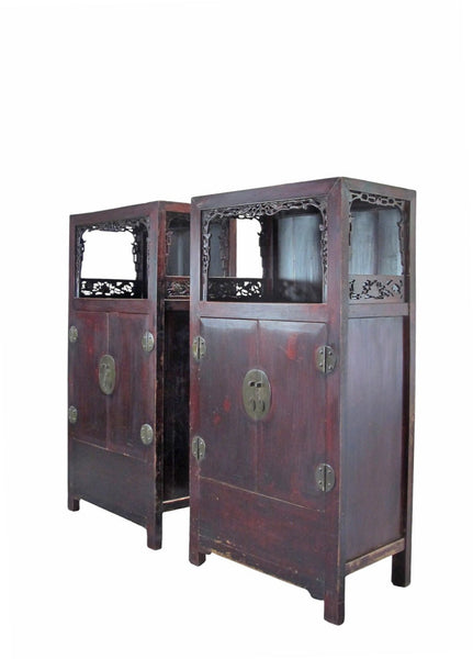 Pair Antique Open-Shelf Display Cabinet - Dyag East
